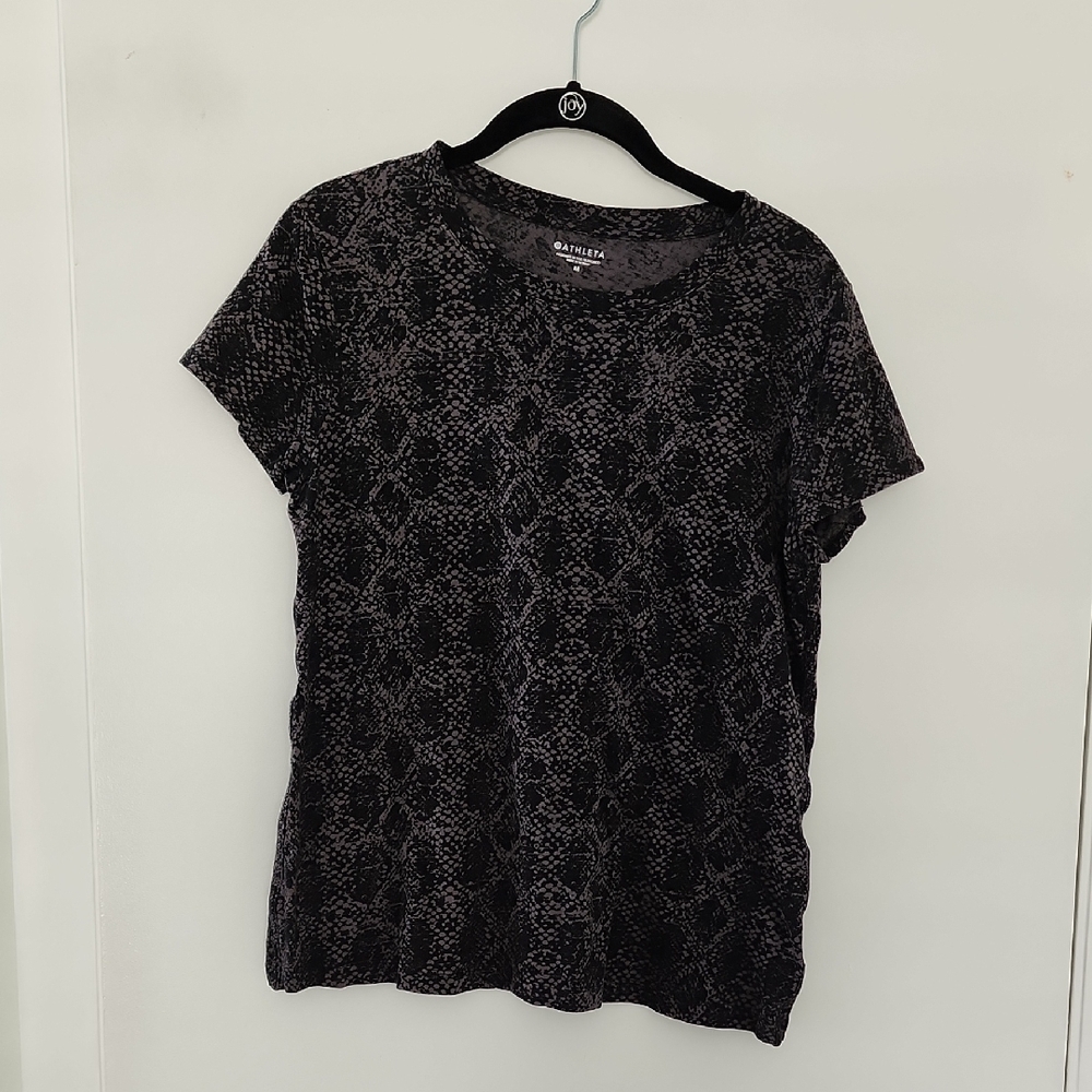 Athleta Black Snake Print Tee